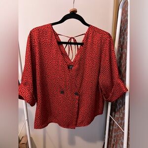 Topshop red satin feel cropped top